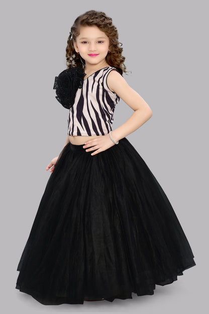 Zebra Printed  Top with Tulle Skirt