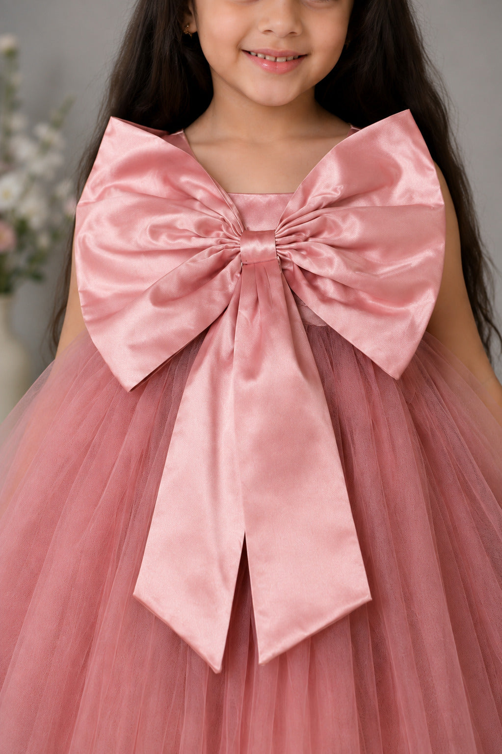 PinkChick Big Bow Dress -RoseGold