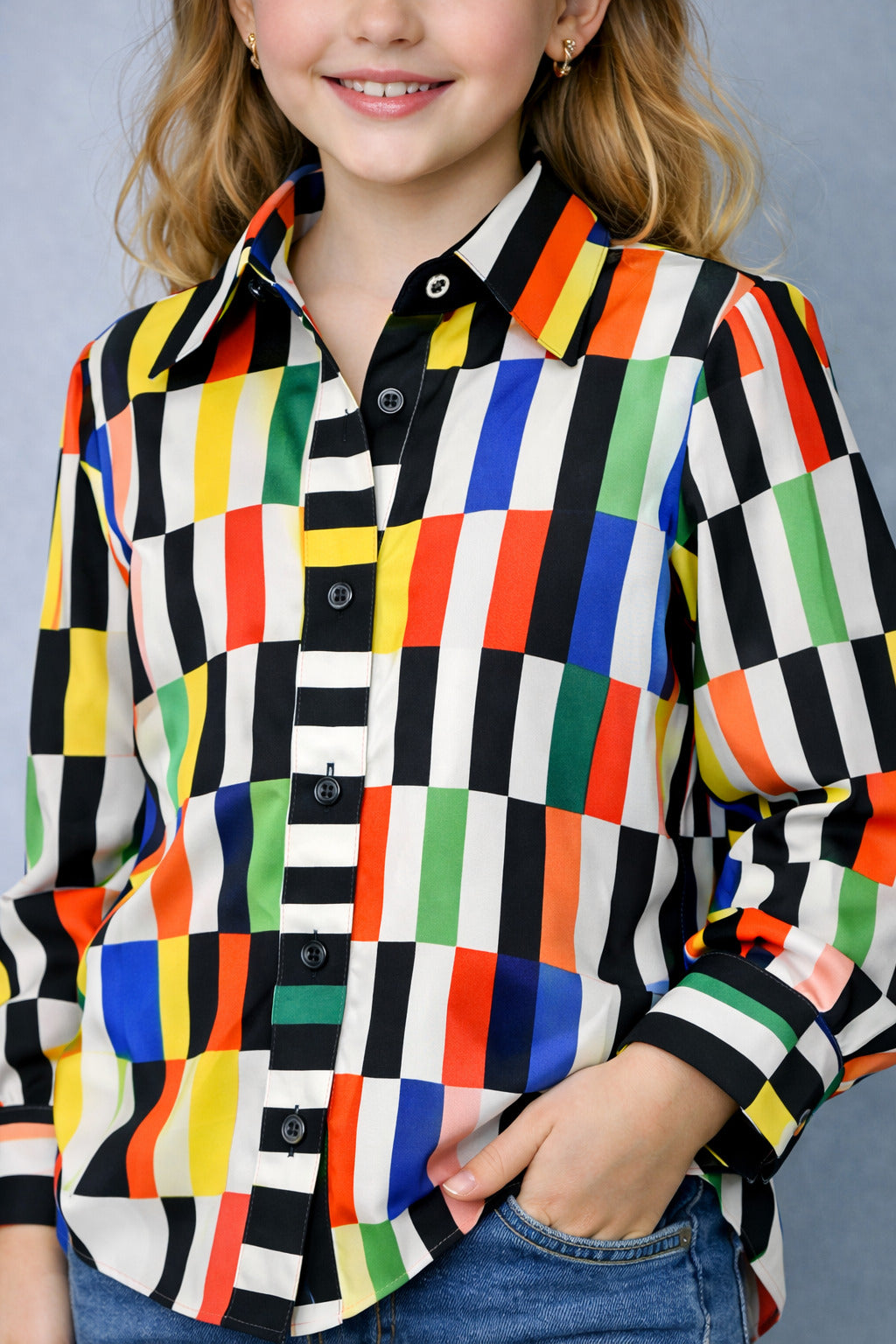 Stripped Printed Shirt -Black