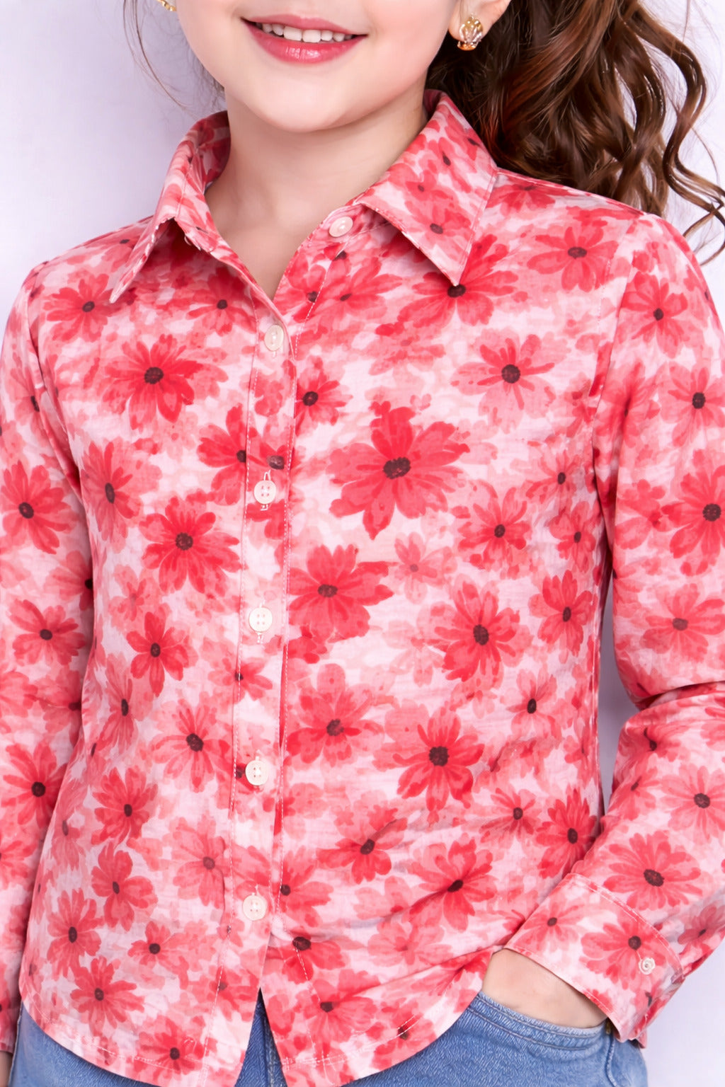 Floral Print Shirt -Orange
