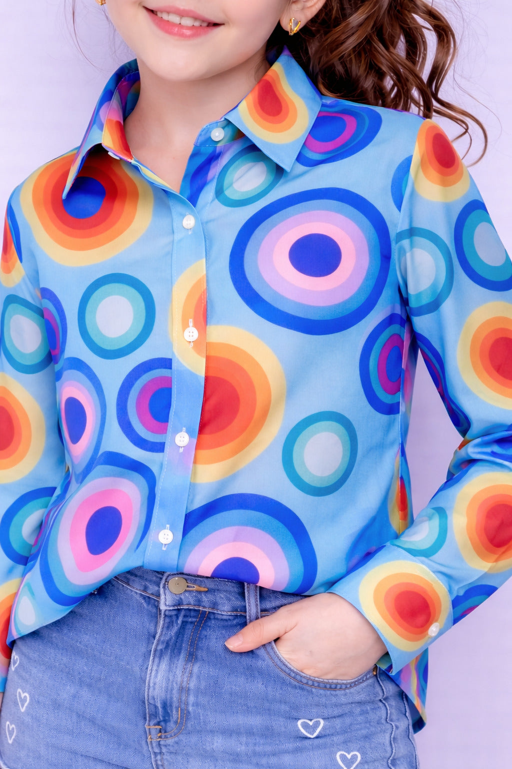 Printed Polkadot Shirt - Blue