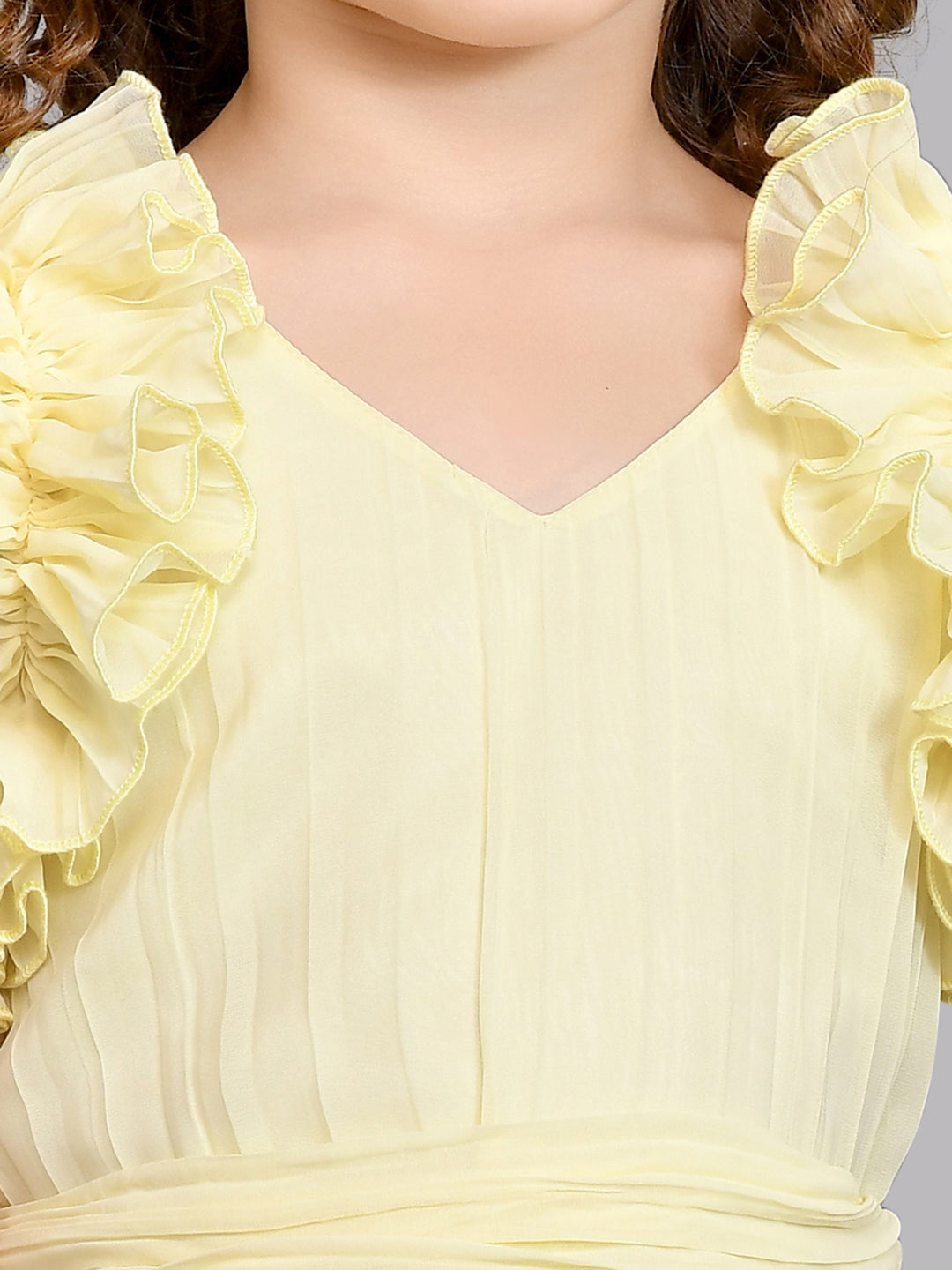 Pink Chick Yellow Accordion Pleats Dress