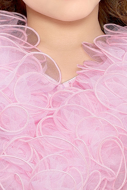 Pink Sequins Ruffle Skirt Top Set