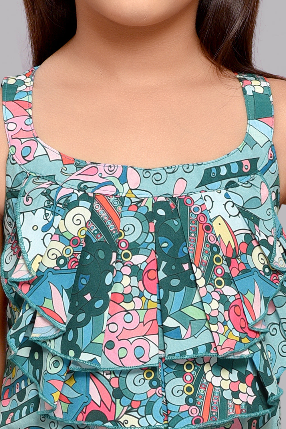 Printed Aline Dress - Teal