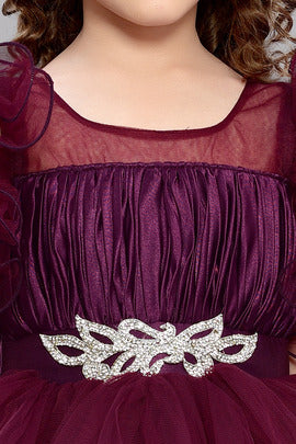 PinkChick Burgundy Layered Gown