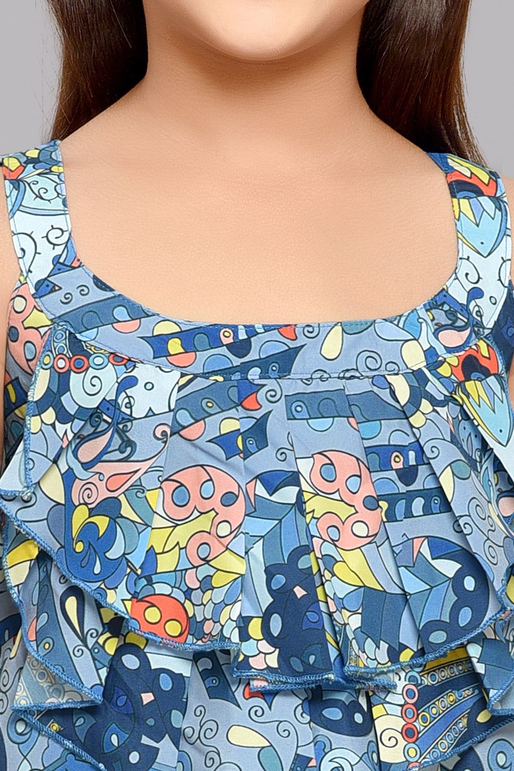 Printed Aline Dress - Blue