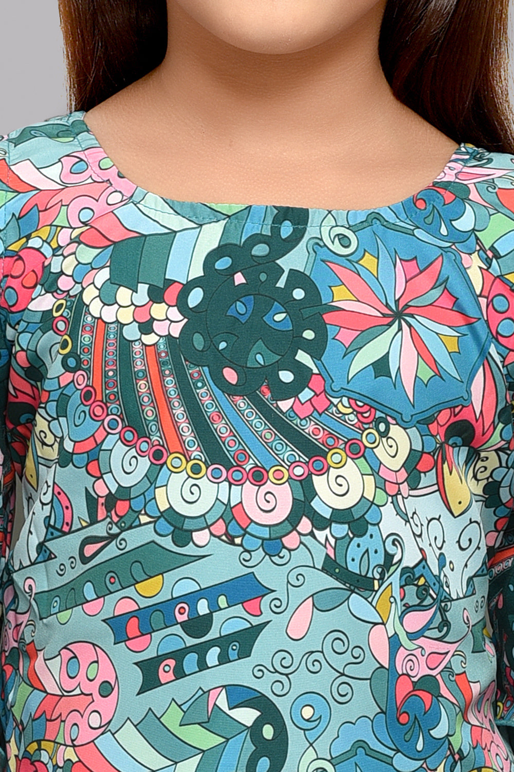 Teal Printed Cold Shoulder Top