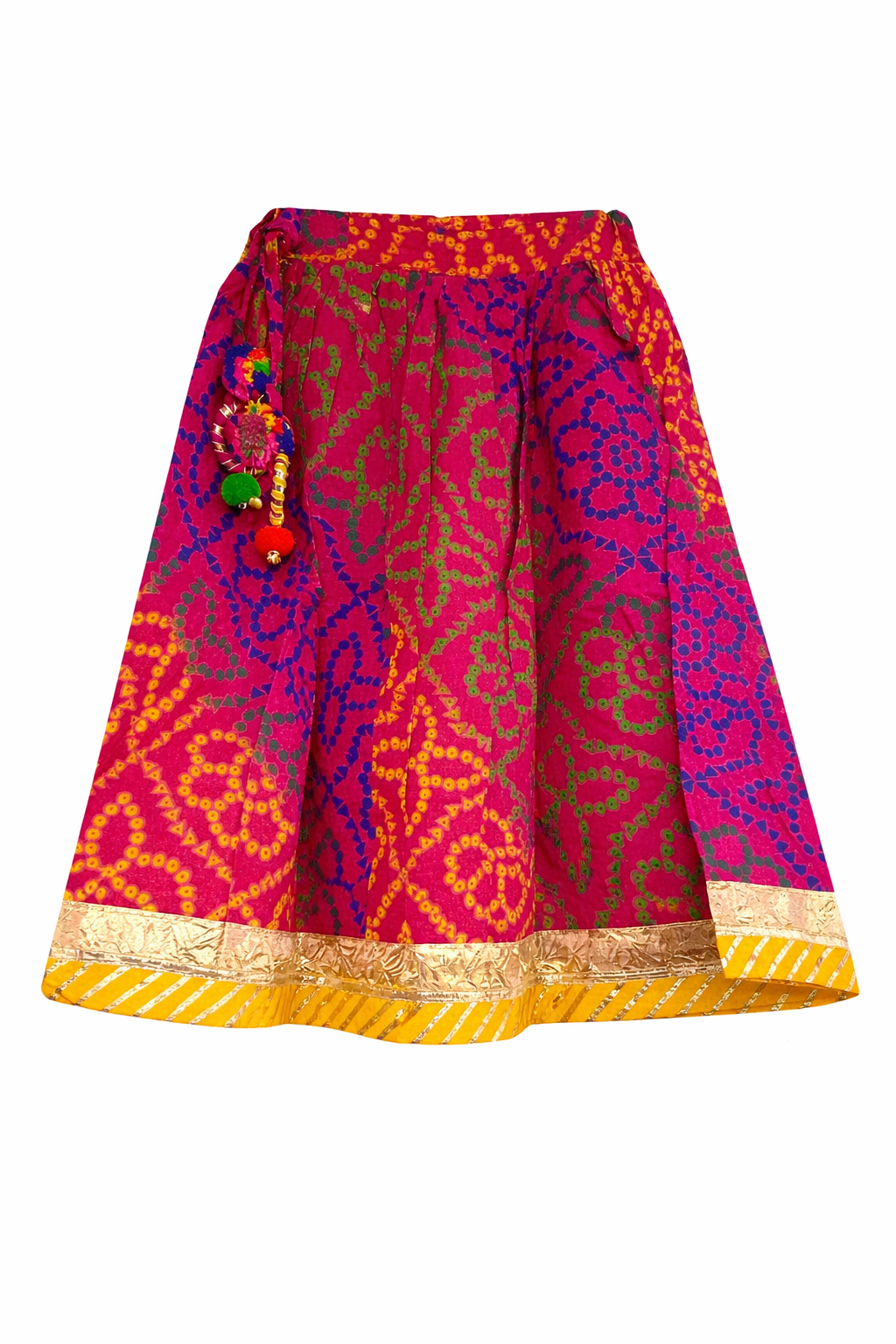 Multicolor Bandhani Print Girls Skirt