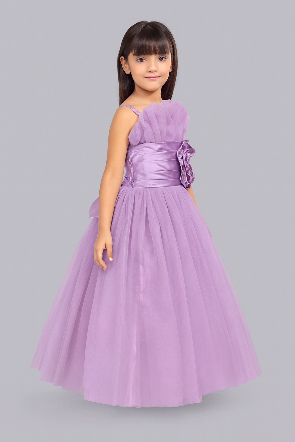 Ruffled Silhouette Party Gown - Lavender