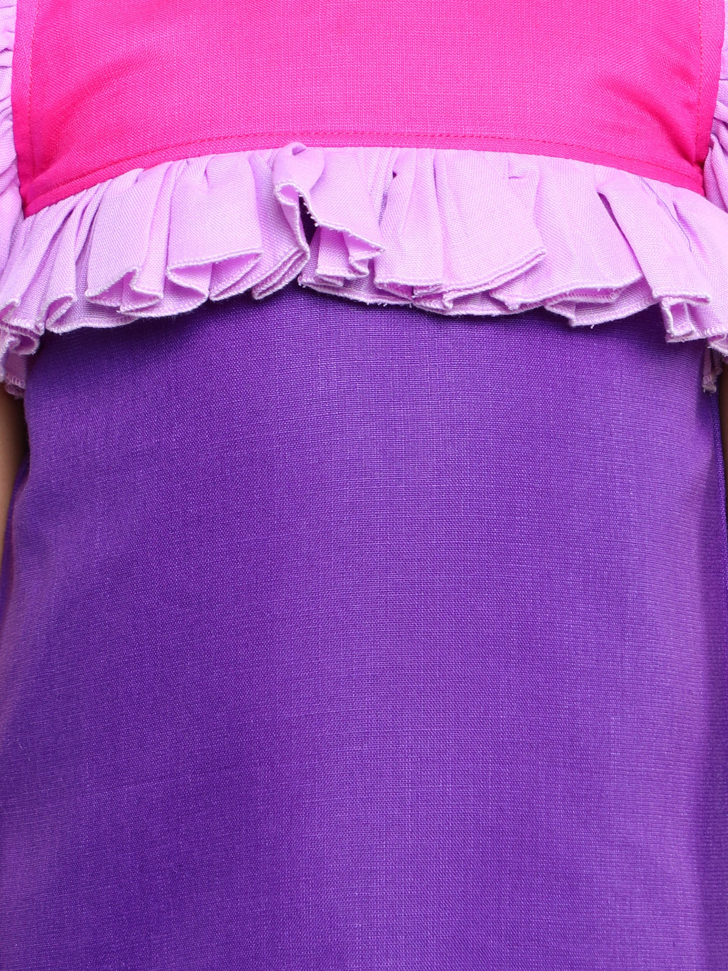Cotton Drop Waist ColorBlock Dress -Purple