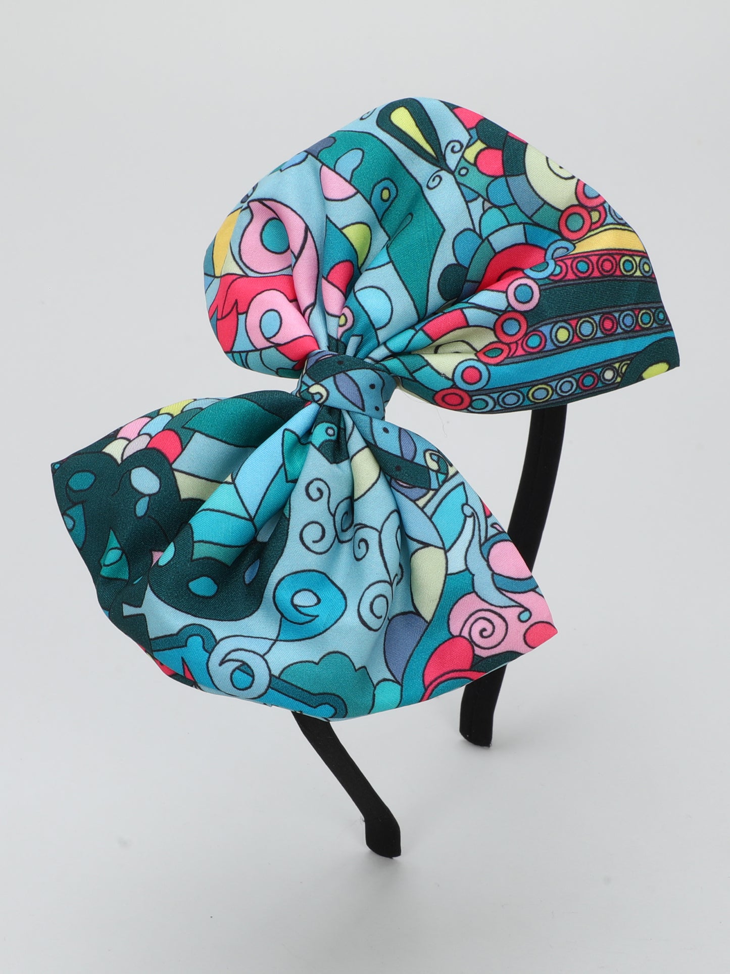 Teal Printed Bow Hairband