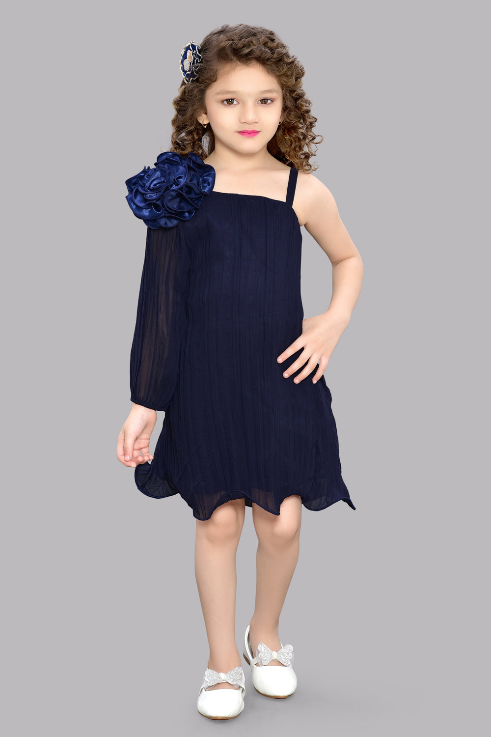 Navy Blue One Shoulder Aline Dress – Pink Chick
