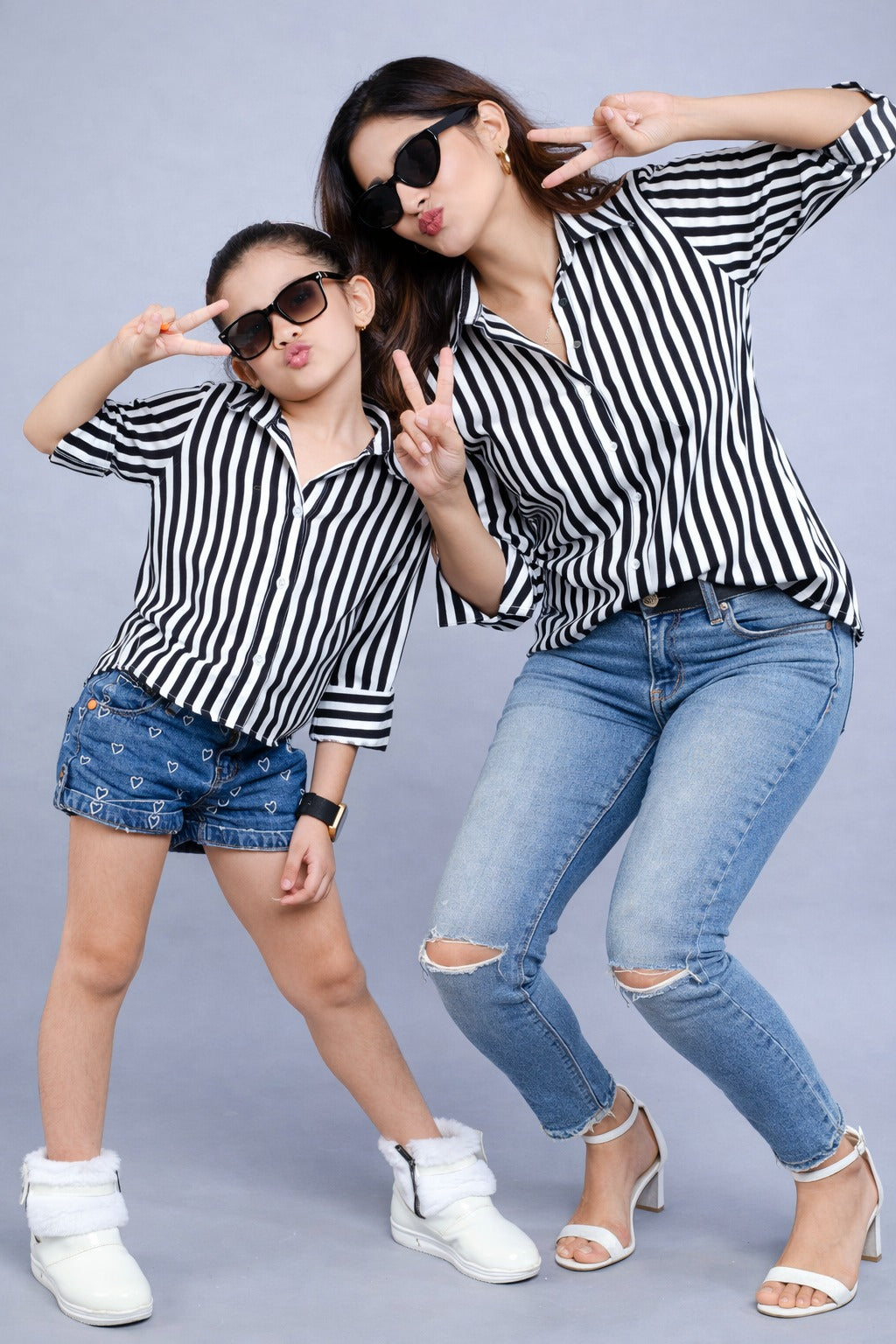 Striped Twinning Cotton Casual Shirt Combo-Black