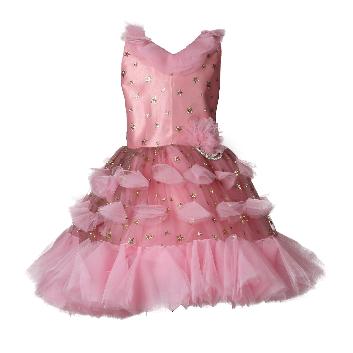 English Pink Star  Party  Frock