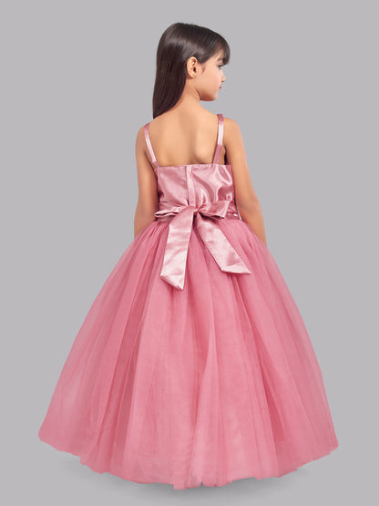 Ruffled Silhouette Party Gown - Rose