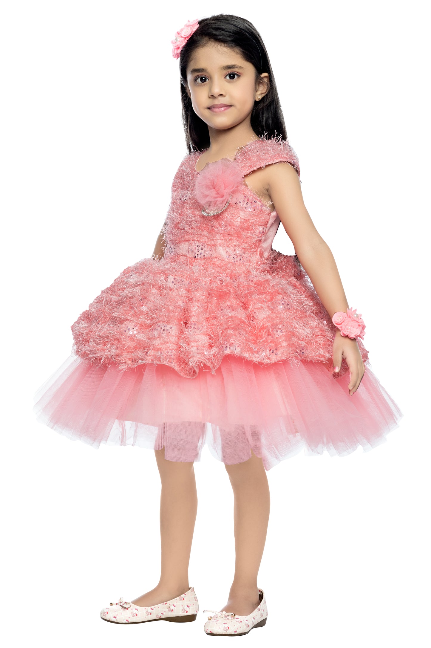 Peach Fur Party Frock