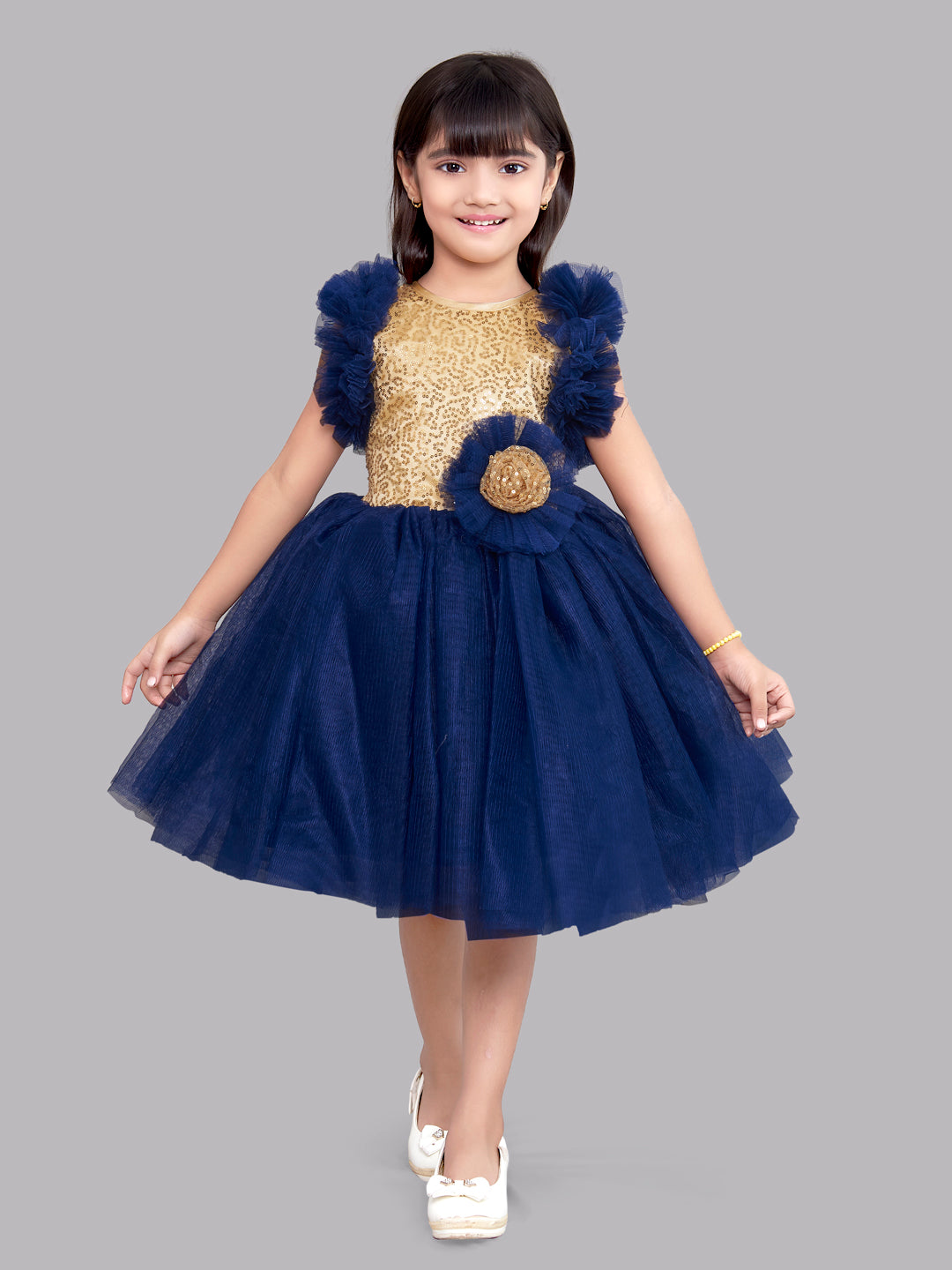 navy blue dress with gold Sequins Gold and Navy Blue Dress
