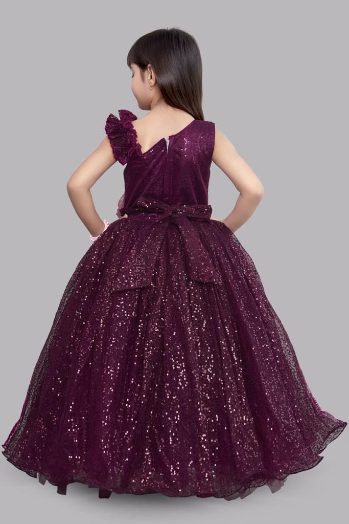 Pink Chick Sequins Gown -Burgundy