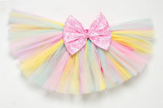 Pastel Tutu Skirt with Sequins Bow