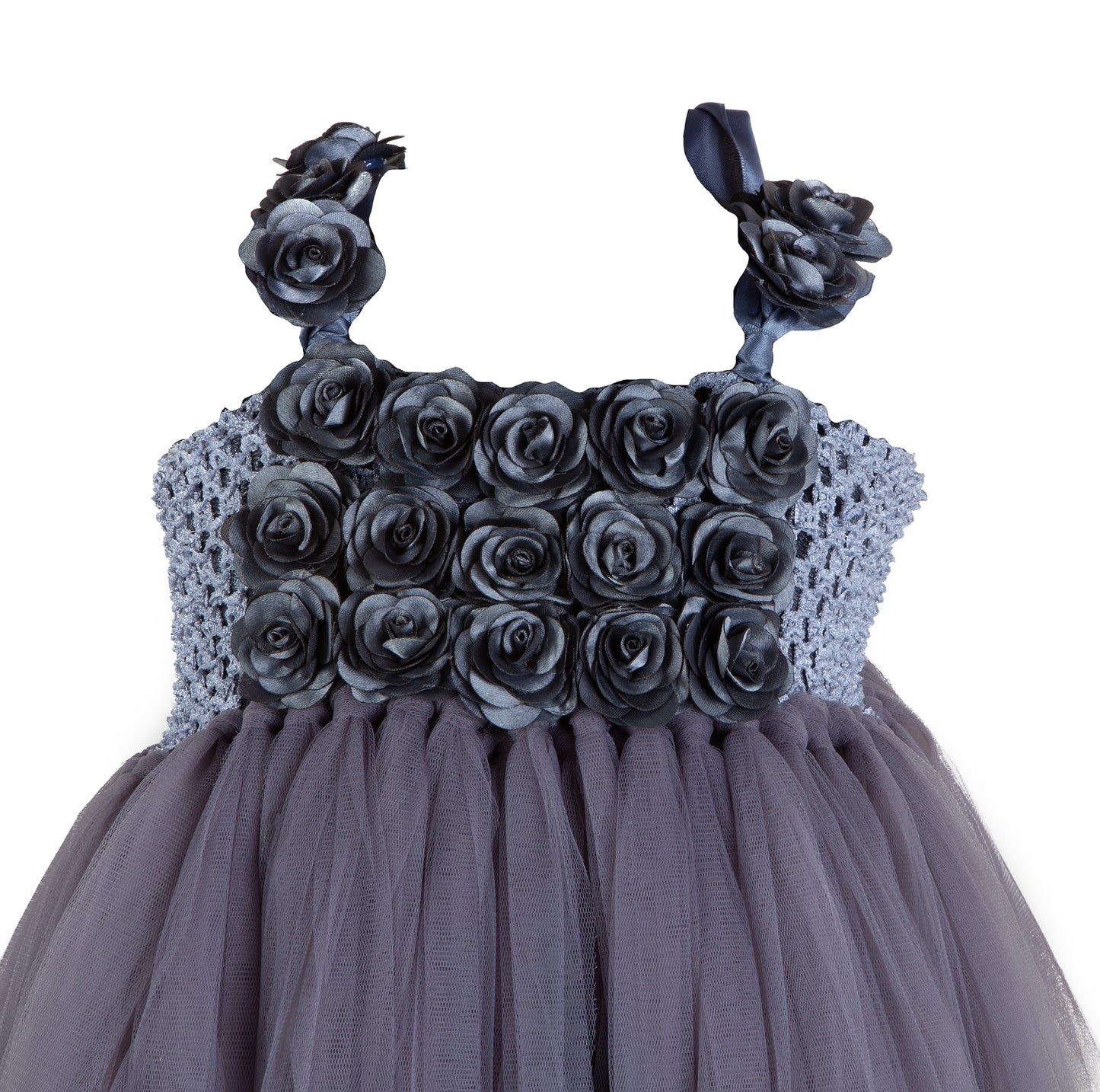 Grey Flowers Tutu Gown