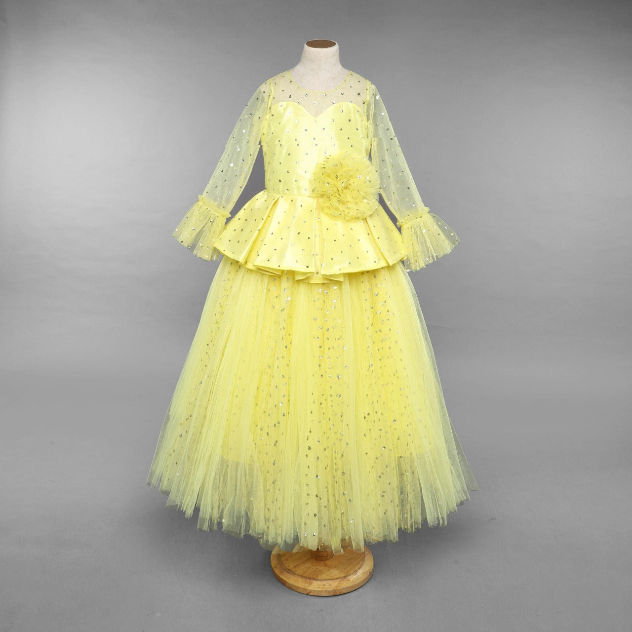 Yellow Sparkle Peplum Tutu Gown