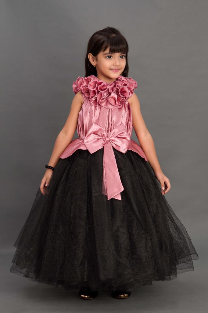 Dusty Pink and Black Halter Peplum Gown Dusty Pink and Black Halter Peplum Gown