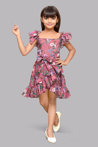 Floral Square Neck Wrap Style Dress