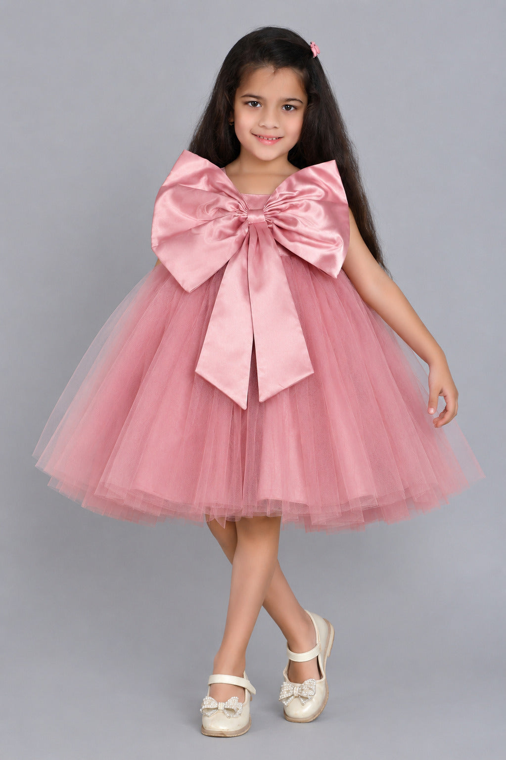 PinkChick Big Bow Dress -RoseGold