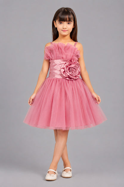 Ruffled Silhouette Party Dress-RoseGold