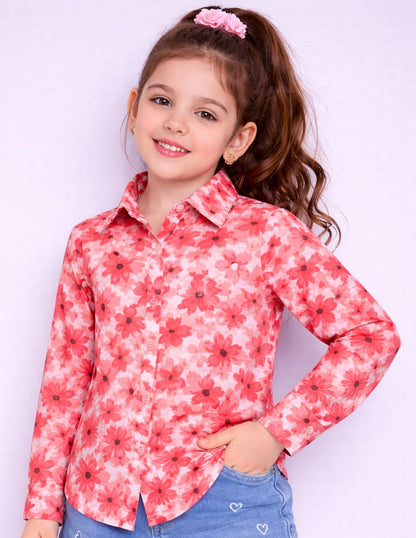 Floral Print Shirt -Orange