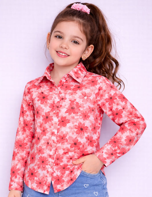 Floral Print Shirt -Orange