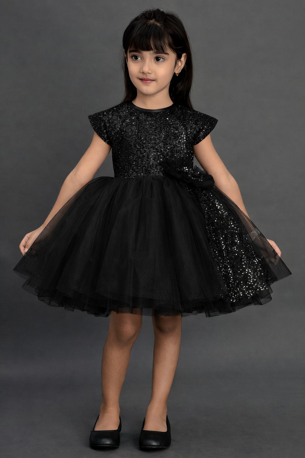 Black Bow Sequins Dress