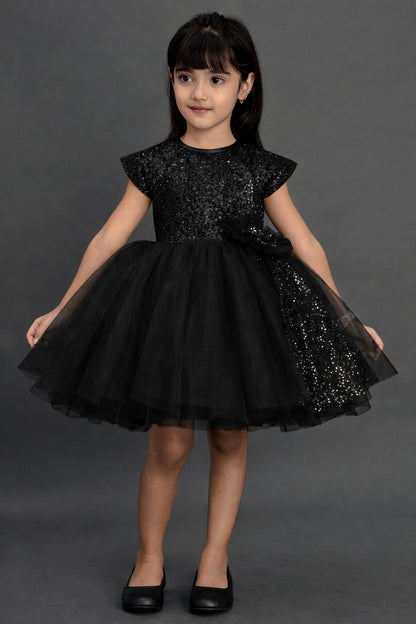 Black Bow Sequins Dress