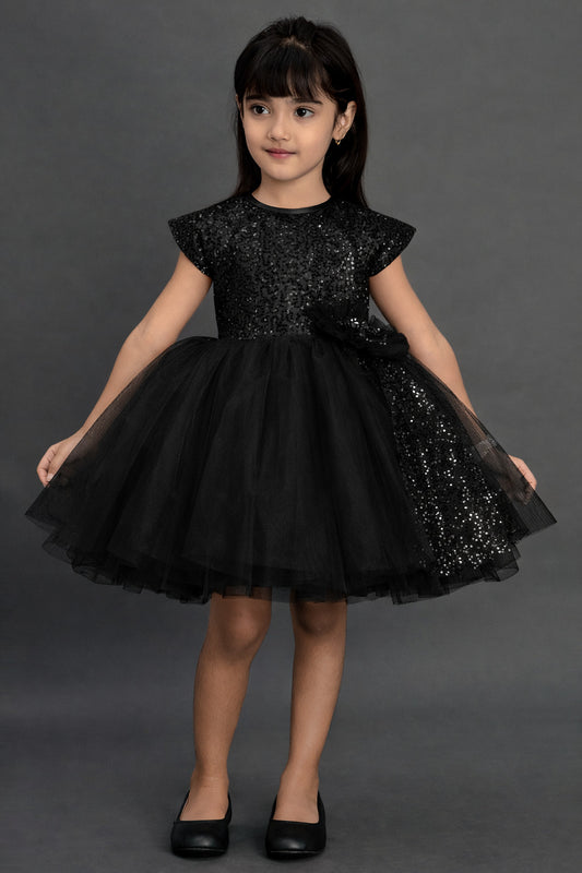 Black Bow Sequins Dress
