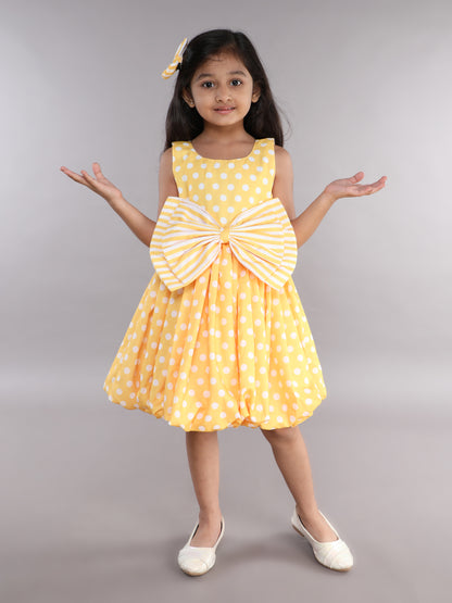 Polkadot Balloon Dress-Yellow