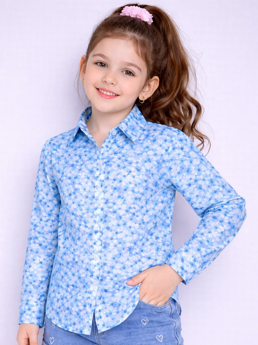 Floral Print Shirt -Blue