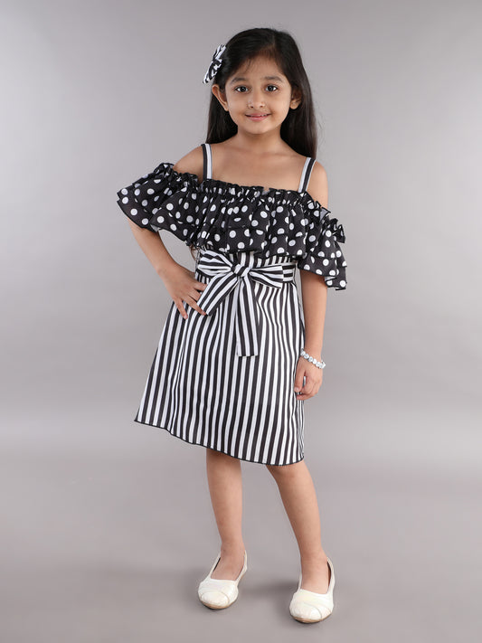 Polkadot & Stripes Cotton Aline -Black