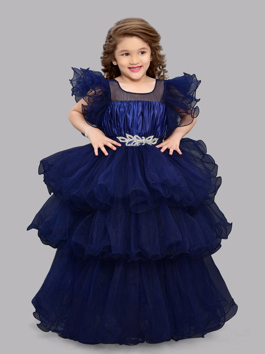PinkChick Navy Blue Layered Gown