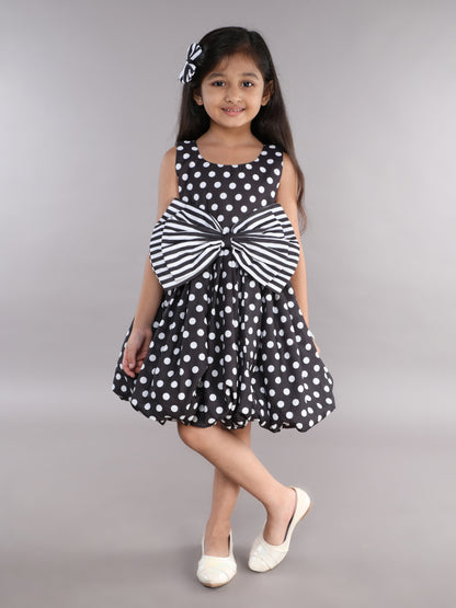 Polkadot Balloon Dress- Black