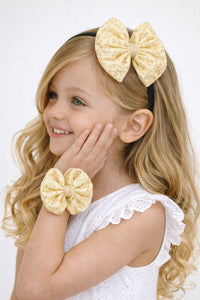 Sequins Bow Bracelet & Hairband Set -Gold