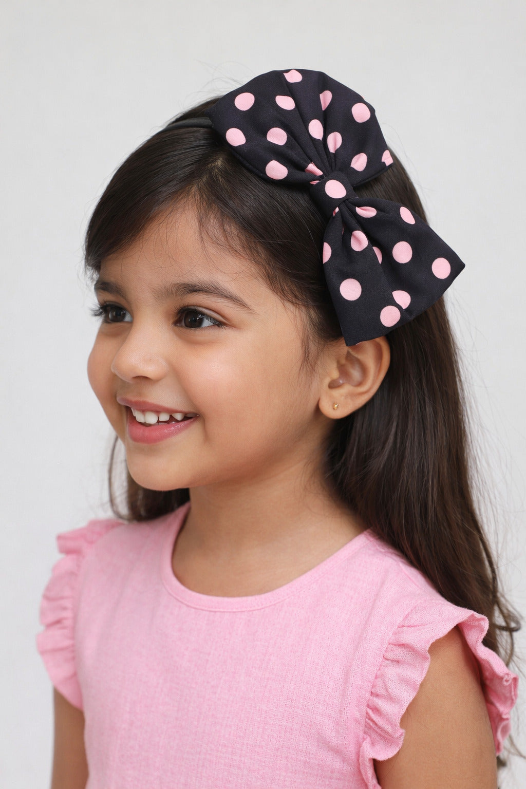 Polkadot Bow Hairband - Black