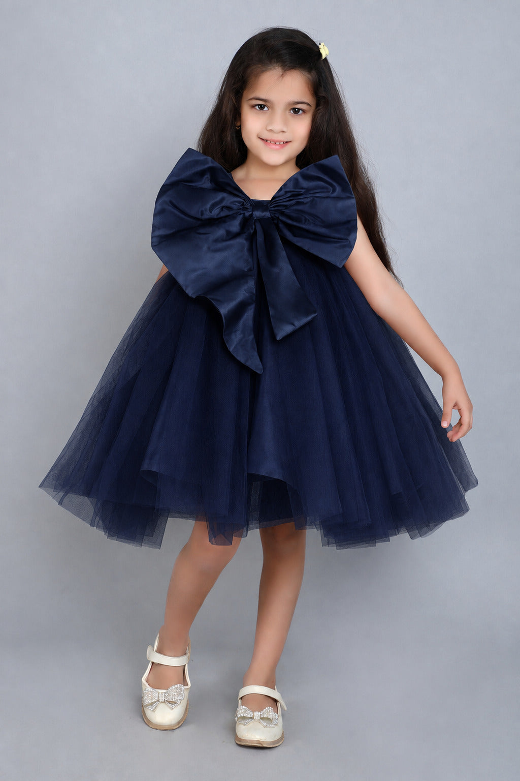 PinkChick Big Bow Dress - Navy Blue