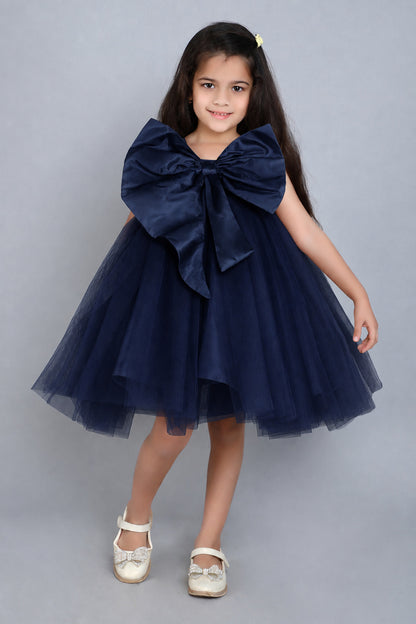 PinkChick Big Bow Dress - Navy Blue