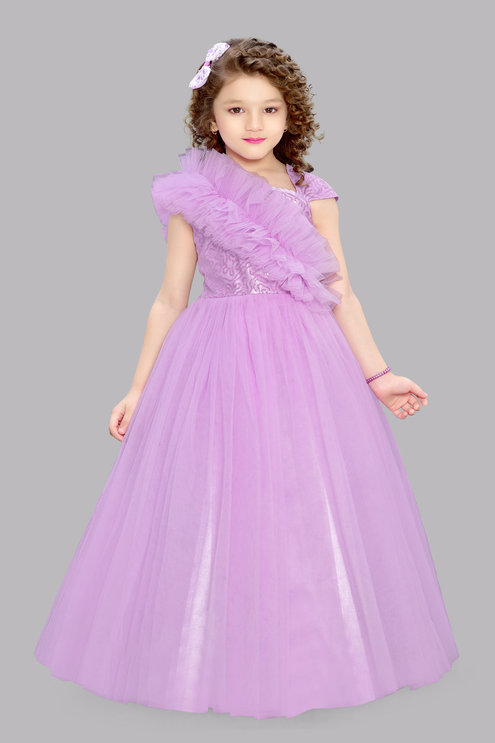Lavender  Ruffled Sequins Bodice Gown