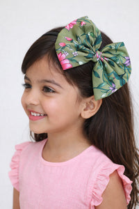 Floral Bow Hairband- Green