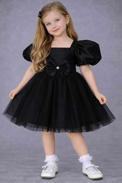 Puff Sleeves Smoked Back Dress