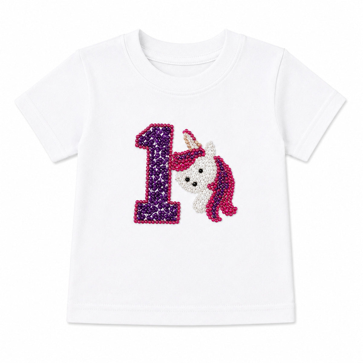 1st Birthday Unicorn Applique -White