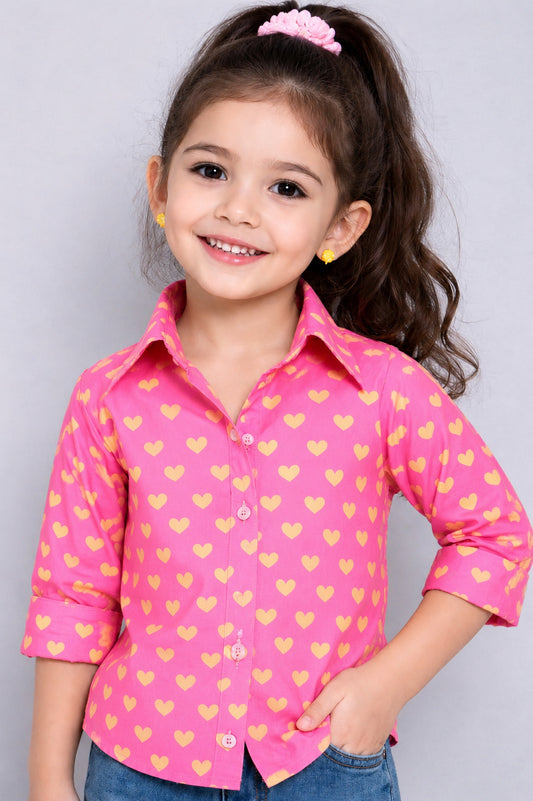 Heart Shirt -Pink &Yellow