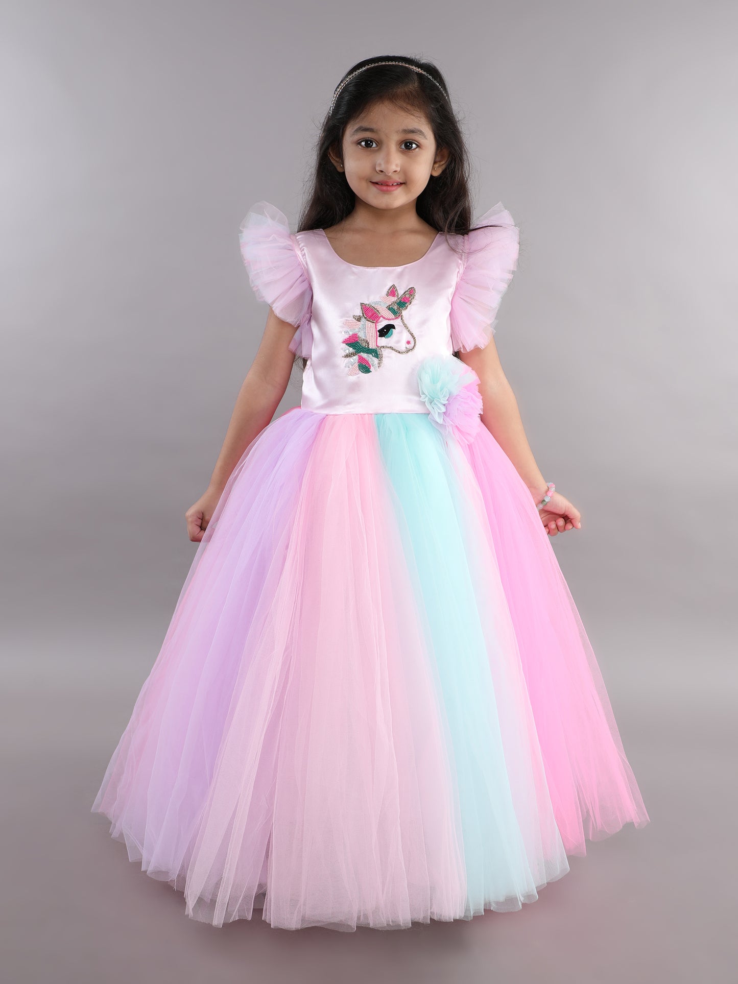 PinkChick Multicolor Unicorn Gown