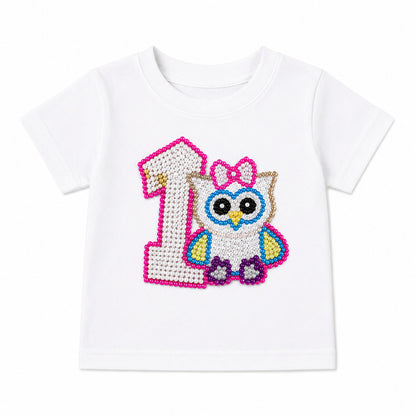 1st Birthday Applique Owl  Tee